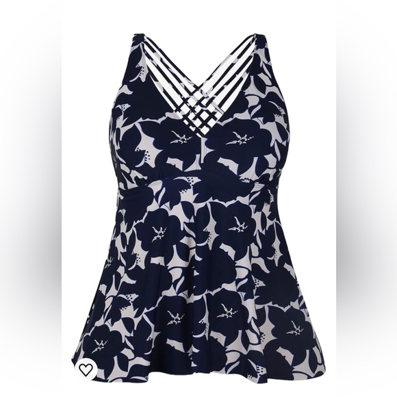 Firpearl Other - Navy and white floral tankini